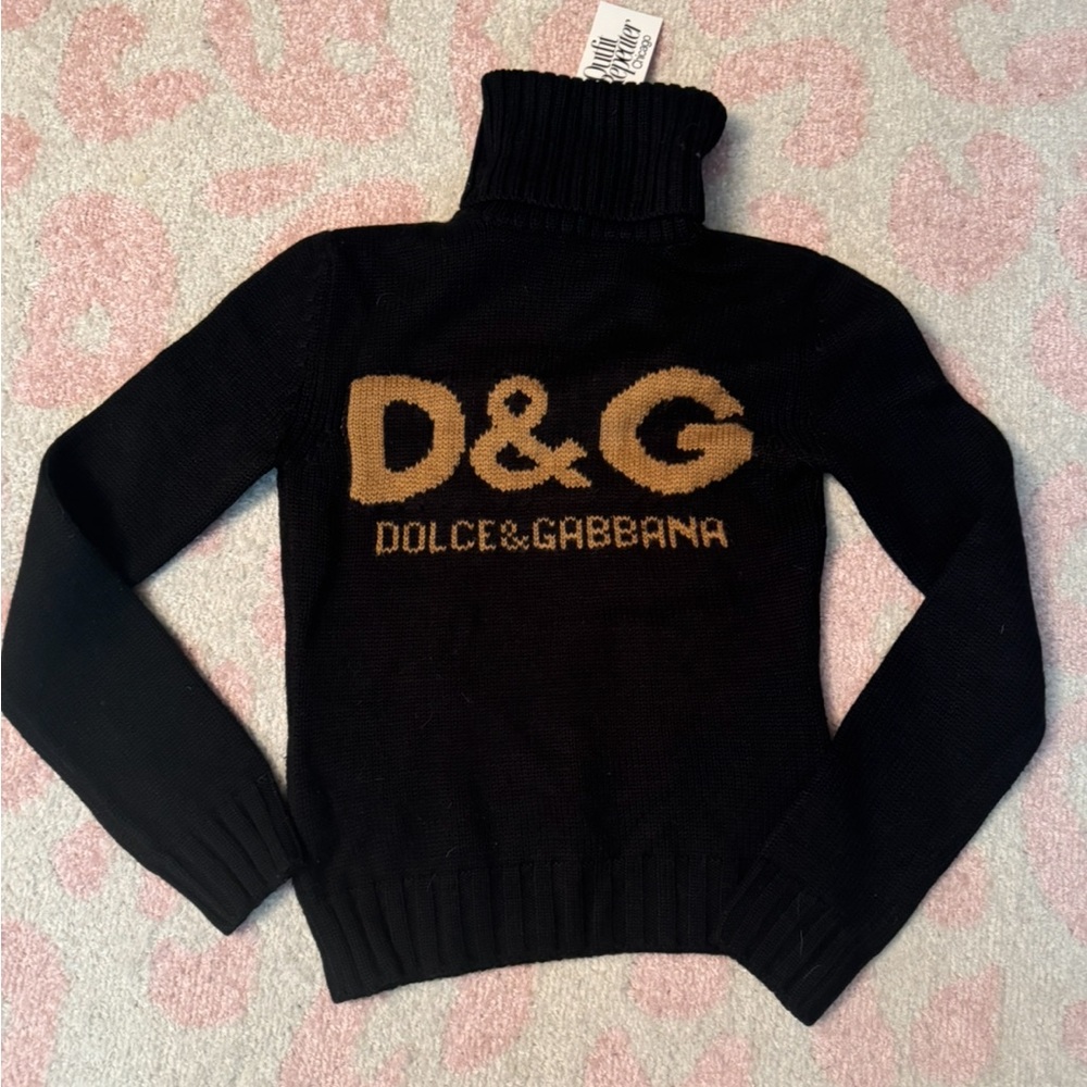 Dolce & Gabbana Black and Gold Turtleneck Sweater